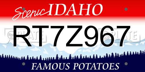 RT7Z967 Idaho License Plate