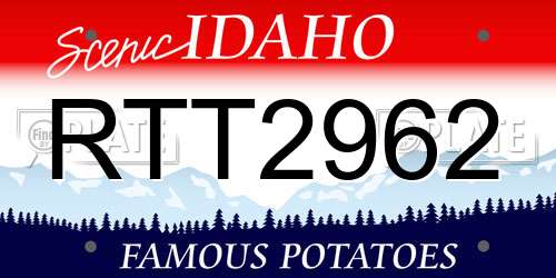 RTT2962 Idaho License Plate
