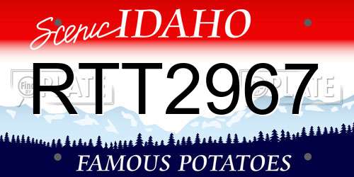 RTT2967 Idaho License Plate