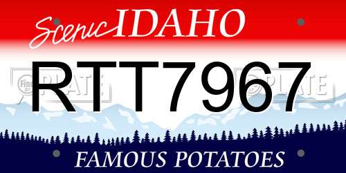 RTT7967 Idaho License Plate