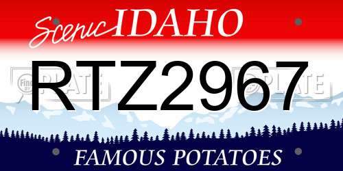 RTZ2967 Idaho License Plate