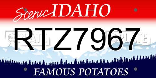 RTZ7967 Idaho License Plate