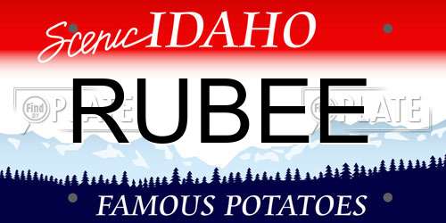 RUBEE Idaho License Plate