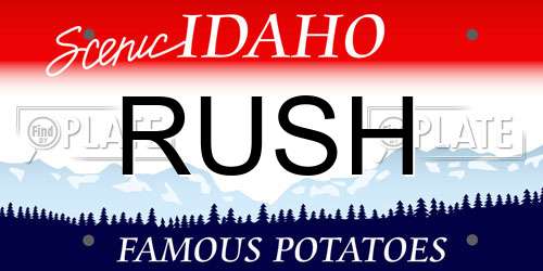 RUSH Idaho License Plate