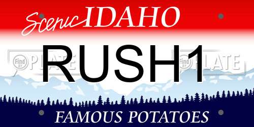 RUSH1 Idaho License Plate