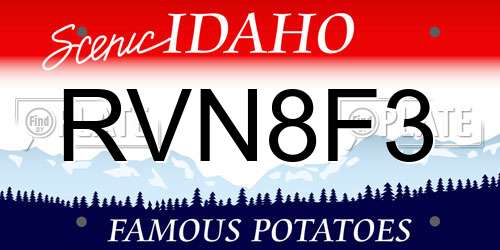 RVN8F3 Idaho License Plate