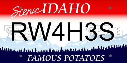RW4H3S Idaho License Plate