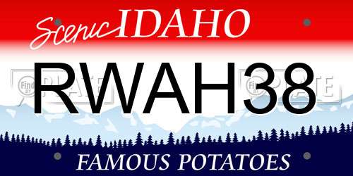 RWAH38 Idaho License Plate