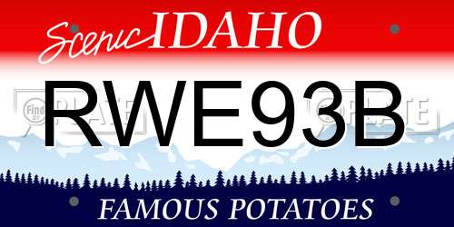 RWE93B Idaho License Plate