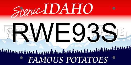 RWE93S Idaho License Plate