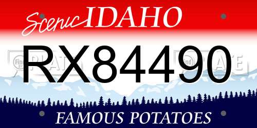 RX84490 Idaho License Plate