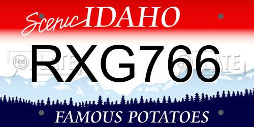 RXG766 Idaho License Plate