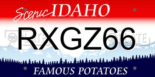RXGZ66 Idaho License Plate