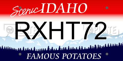 RXHT72 Idaho License Plate