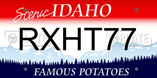 RXHT77 Idaho License Plate