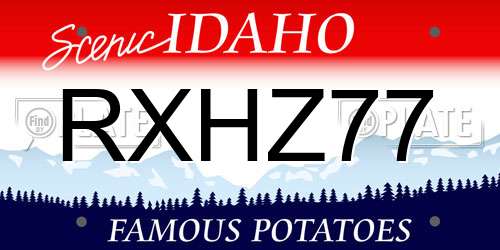 RXHZ77 Idaho License Plate