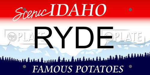 RYDE Idaho License Plate