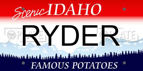 RYDER Idaho License Plate