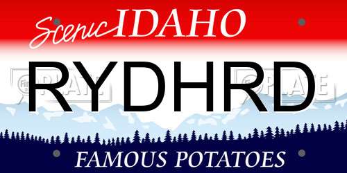 RYDHRD Idaho License Plate