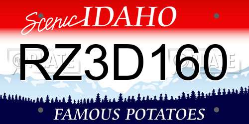 RZ3D160 Idaho License Plate