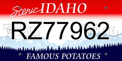RZ77962 Idaho License Plate