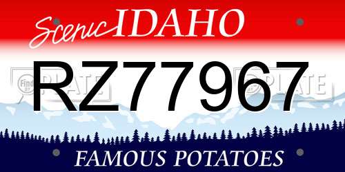 RZ77967 Idaho License Plate
