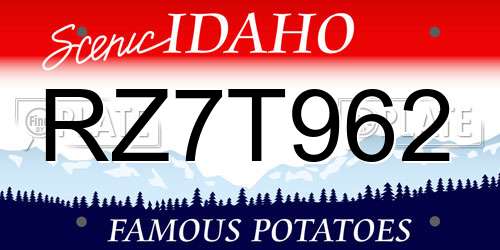 RZ7T962 Idaho License Plate