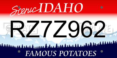 RZ7Z962 Idaho License Plate