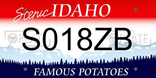 S018ZB Idaho License Plate