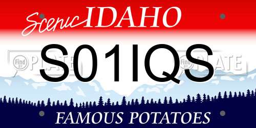 S01IQS Idaho License Plate