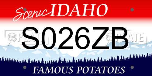 S026ZB Idaho License Plate