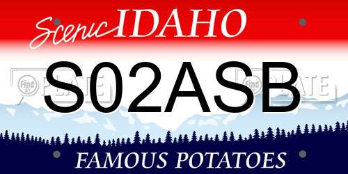 S02ASB Idaho License Plate