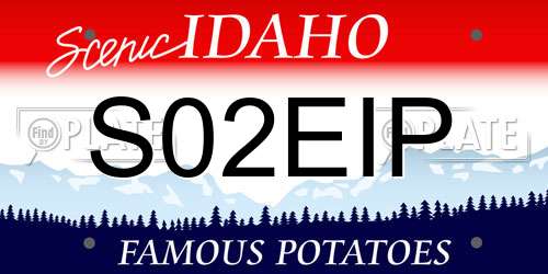 S02EIP Idaho License Plate