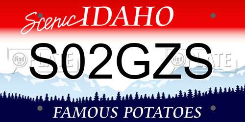 S02GZS Idaho License Plate