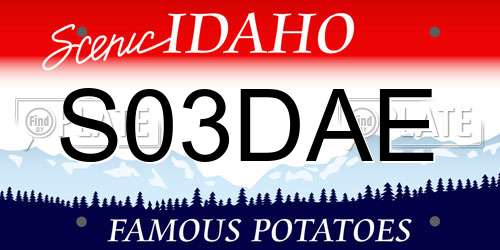S03DAE Idaho License Plate