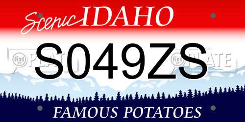 S049ZS Idaho License Plate