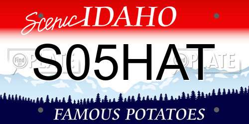 S05HAT Idaho License Plate
