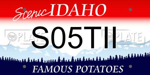 S05TII Idaho License Plate