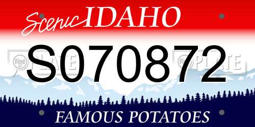 S070872 Idaho License Plate