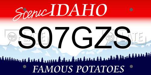 S07GZS Idaho License Plate