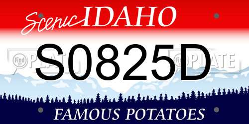 S0825D Idaho License Plate