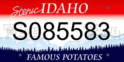 S085583 Idaho License Plate