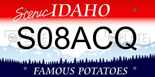 S08ACQ Idaho License Plate