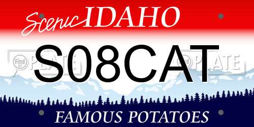S08CAT Idaho License Plate