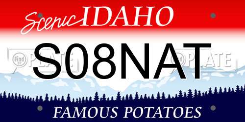 S08NAT Idaho License Plate