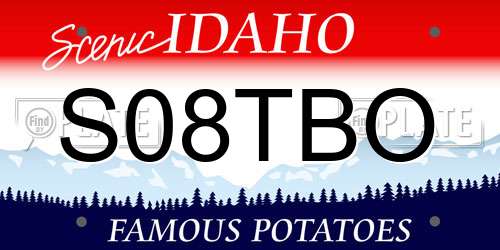 S08TBO Idaho License Plate