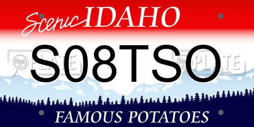 S08TSO Idaho License Plate
