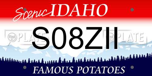 S08ZII Idaho License Plate