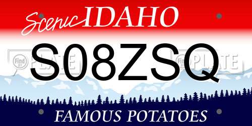 S08ZSQ Idaho License Plate