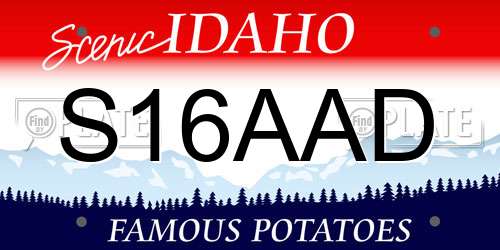 S16AAD Idaho License Plate